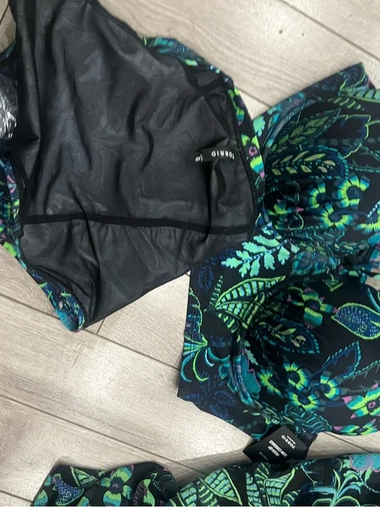 torrid Teal & Navy Floral Strappy Bikini with High-Waist Bottoms - Picture 8 of 9